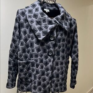 Chic Gray Geometric Women's Pea Coat- NWOT